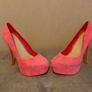 Jessica Simpson pink suede platform heels
